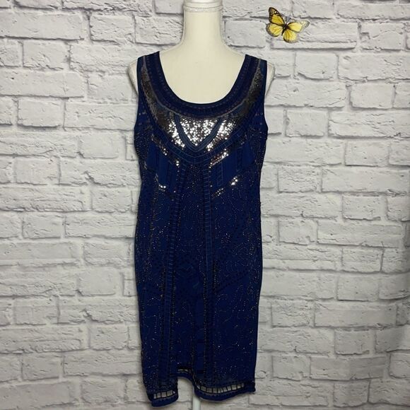 VERTY Beaded Sequins Over The Knee Dress Size Medium - Picture 2 of 9